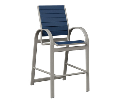 Berlin Gardens Murphy Poly Bar Chair in Platinum Silver, Navy Blue slats