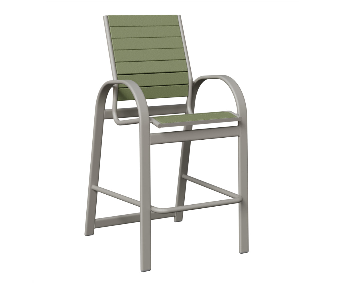 Berlin Gardens Murphy Poly Bar Chair in Platinum Silver, Sage slats
