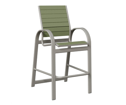 Berlin Gardens Murphy Poly Bar Chair in Platinum Silver, Sage slats