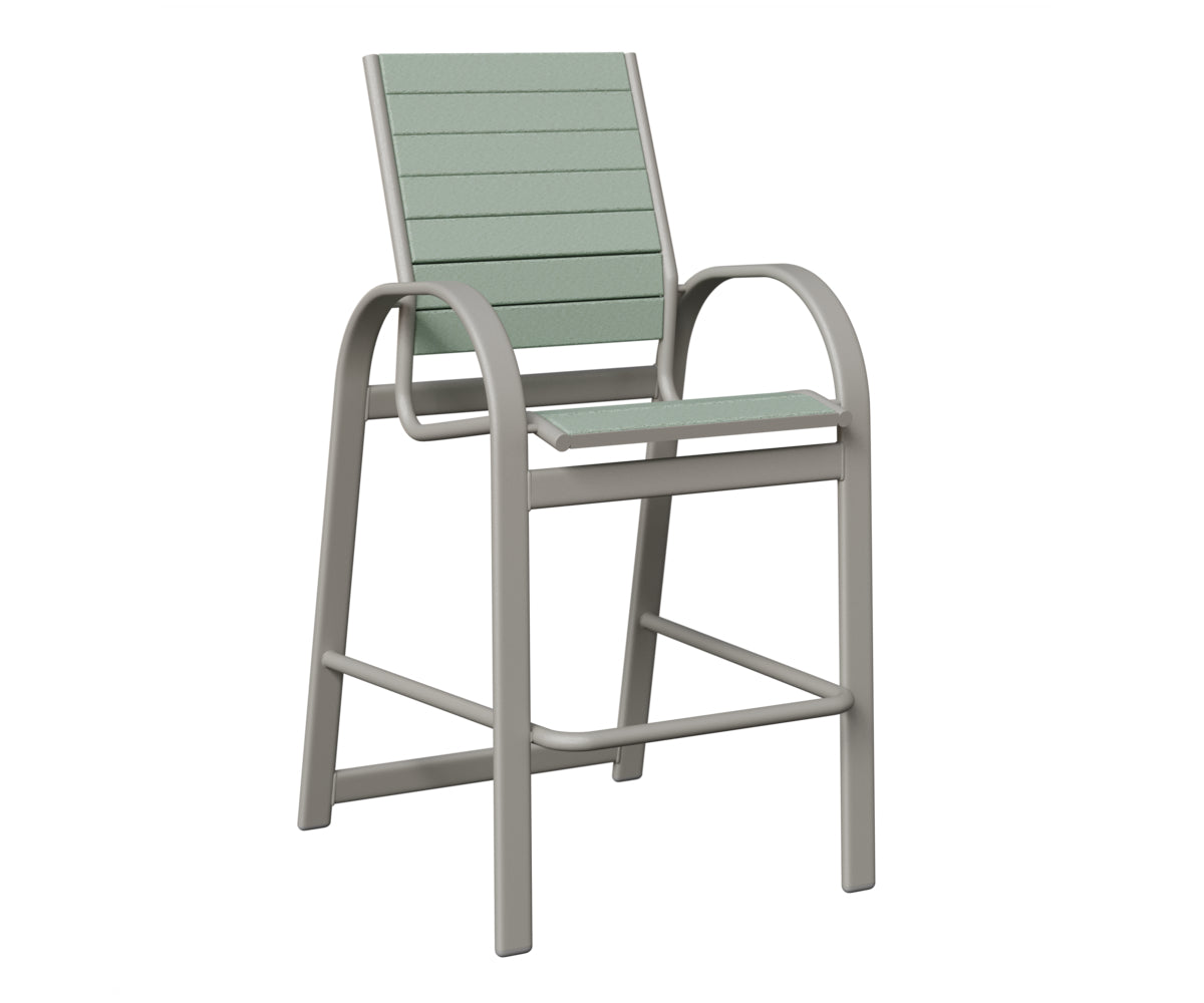 Berlin Gardens Murphy Poly Bar Chair in Platinum Silver, Sea Foam slats