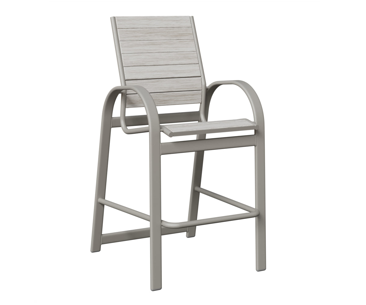 Berlin Gardens Murphy Poly Bar Chair in Platinum Silver, Seashell slats
