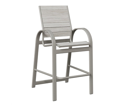 Berlin Gardens Murphy Poly Bar Chair in Platinum Silver, Seashell slats