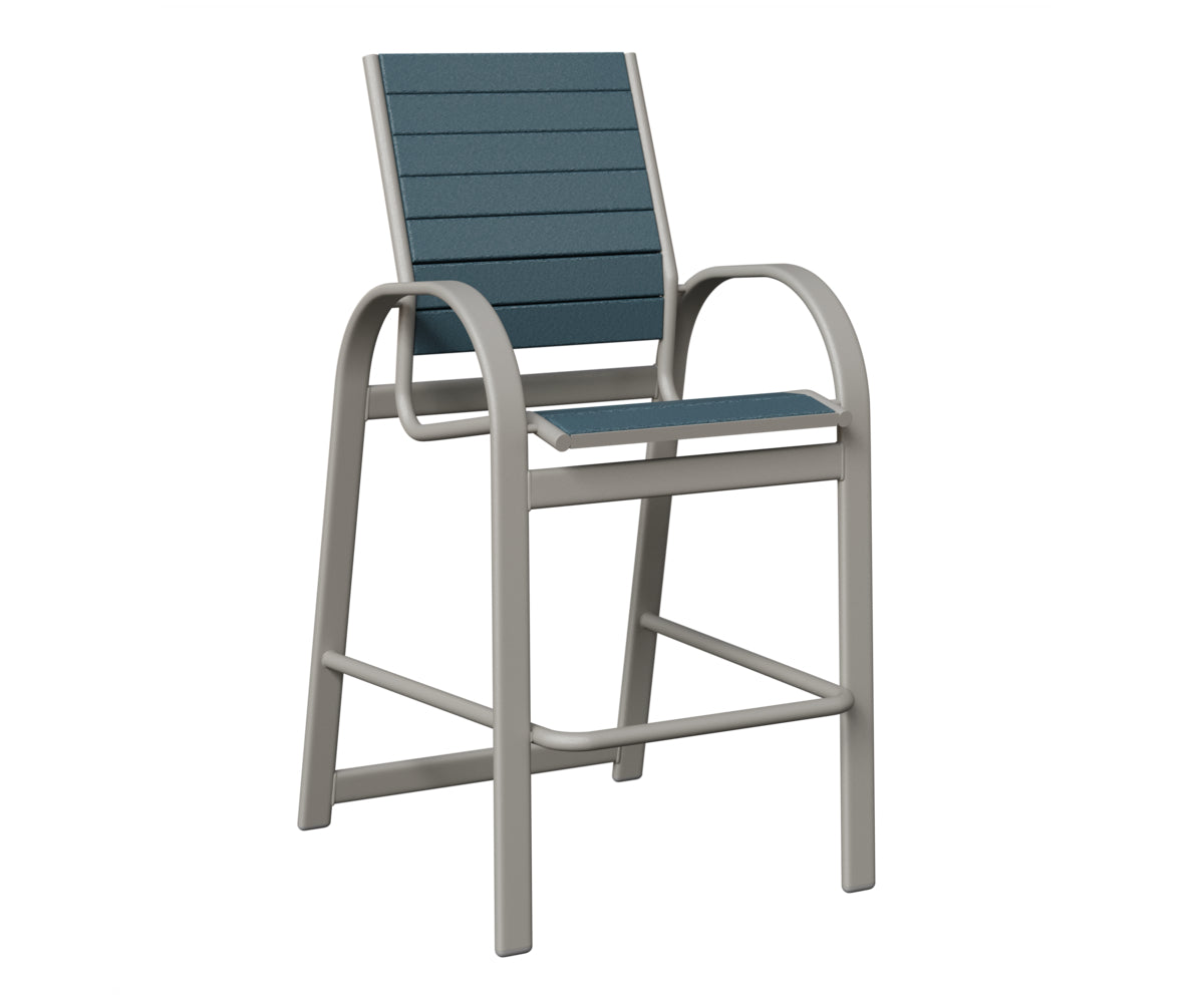 Berlin Gardens Murphy Poly Bar Chair in Platinum Silver, Slate slats