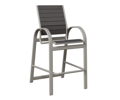 Berlin Gardens Murphy Poly Bar Chair in Platinum Silver, Smoke Gray slats