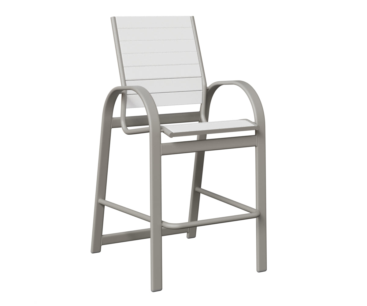 Berlin Gardens Murphy Poly Bar Chair in Platinum Silver, White slats