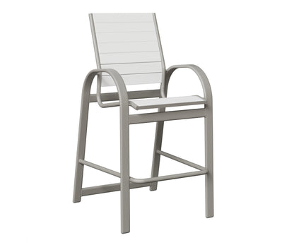 Berlin Gardens Murphy Poly Bar Chair in Platinum Silver, White slats