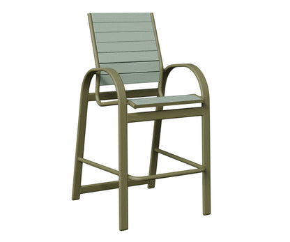 Berlin Gardens Murphy Poly Bar Chair in Green Sage, Sea Foam slats