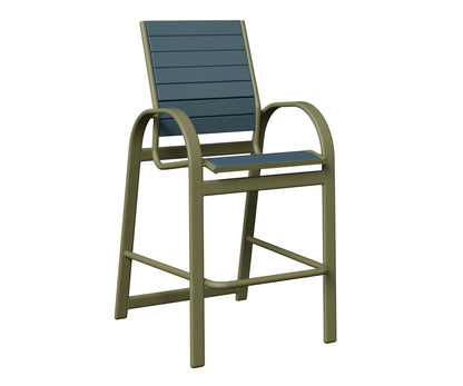 Berlin Gardens Murphy Poly Bar Chair in Green Sage, Slate slats