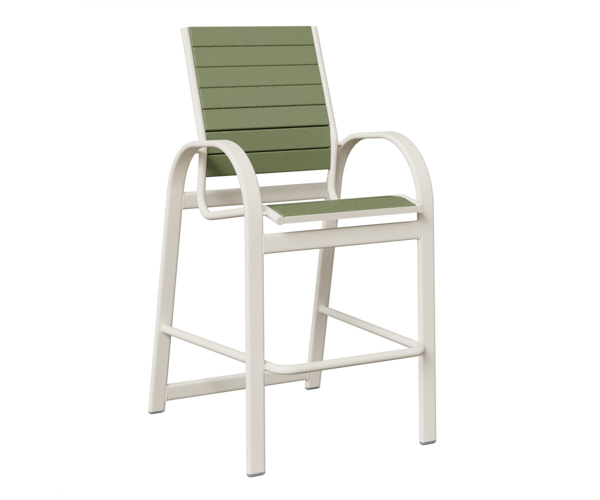 Berlin Gardens Murphy Poly Bar Chair in White, Sage slats