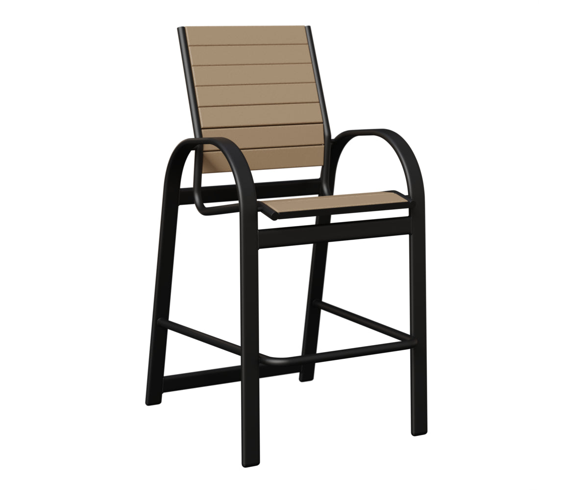 Berlin Gardens Murphy Poly Bar Chair in Black, Weatherwood slats