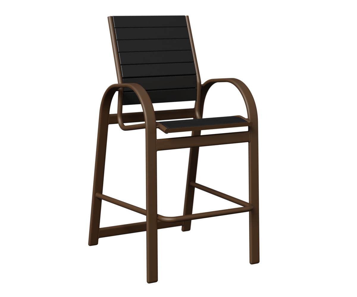 Berlin Gardens Murphy Poly Bar Chair in Mesquite Wood Vein, Black slats