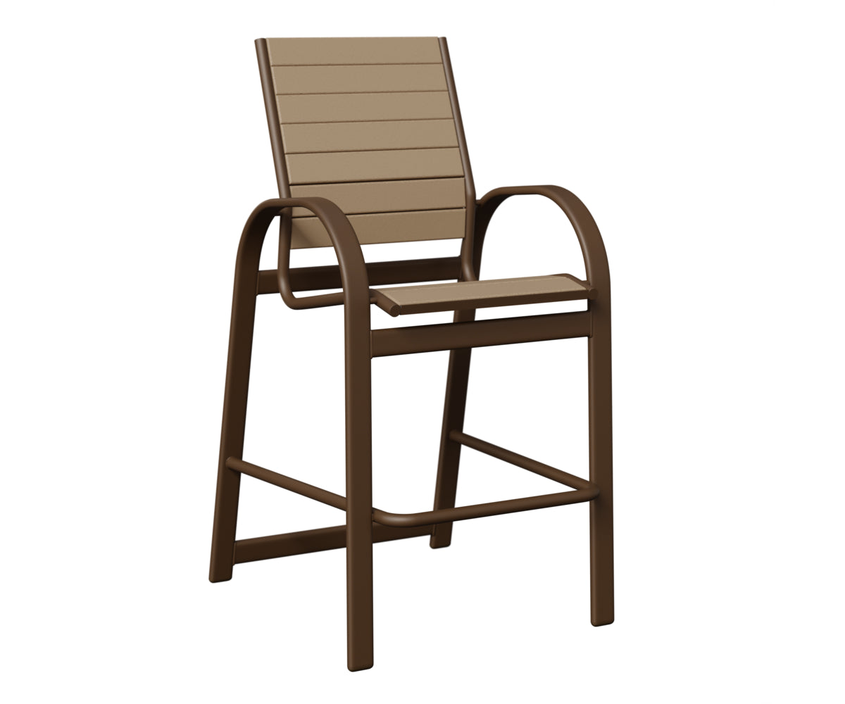 Berlin Gardens Murphy Poly Bar Chair in Mesquite Wood Vein, Weatherwood slats