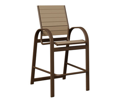 Berlin Gardens Murphy Poly Bar Chair in Mesquite Wood Vein, Weatherwood slats