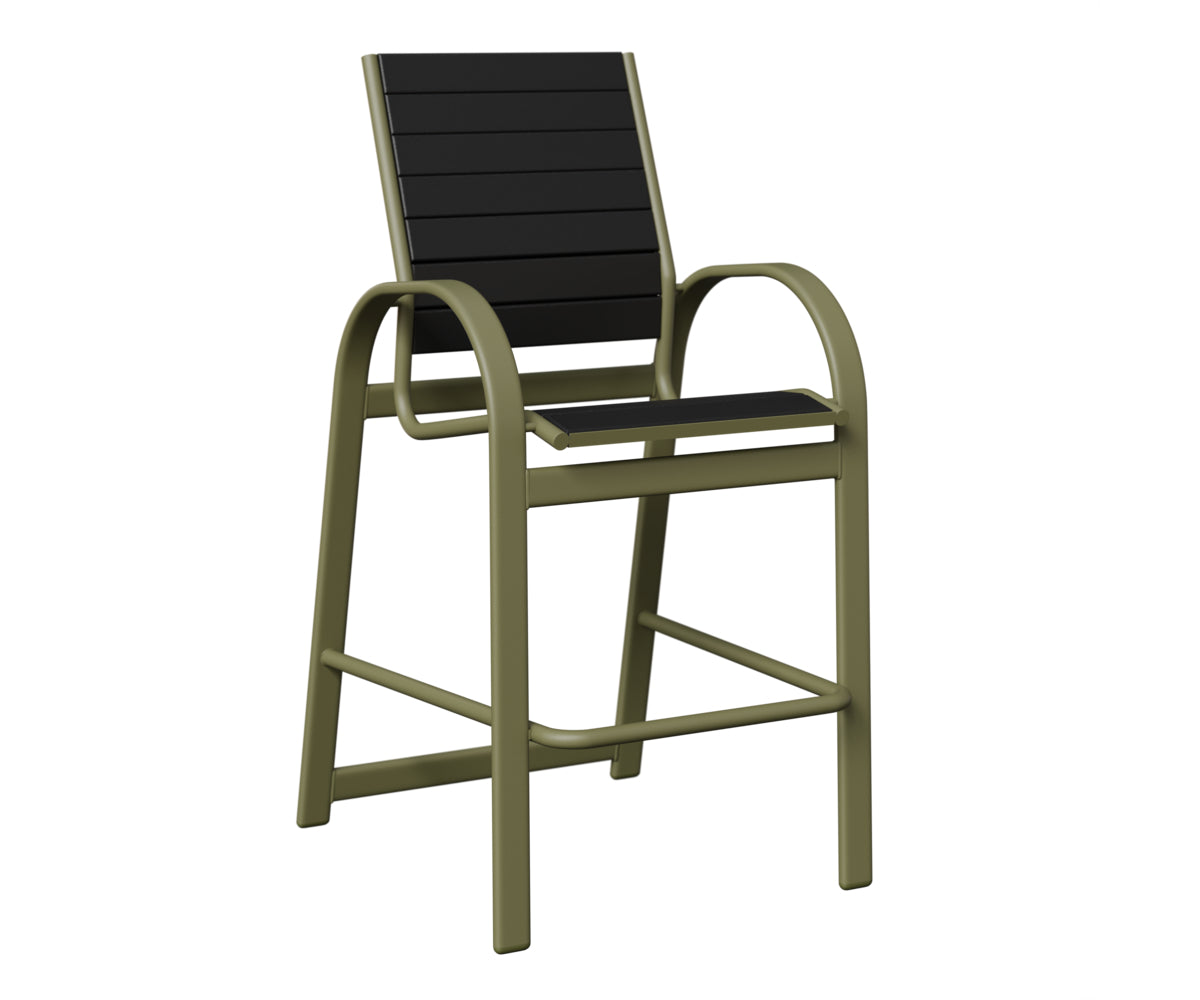 Berlin Gardens Murphy Poly Bar Chair in Green Sage, Black slats