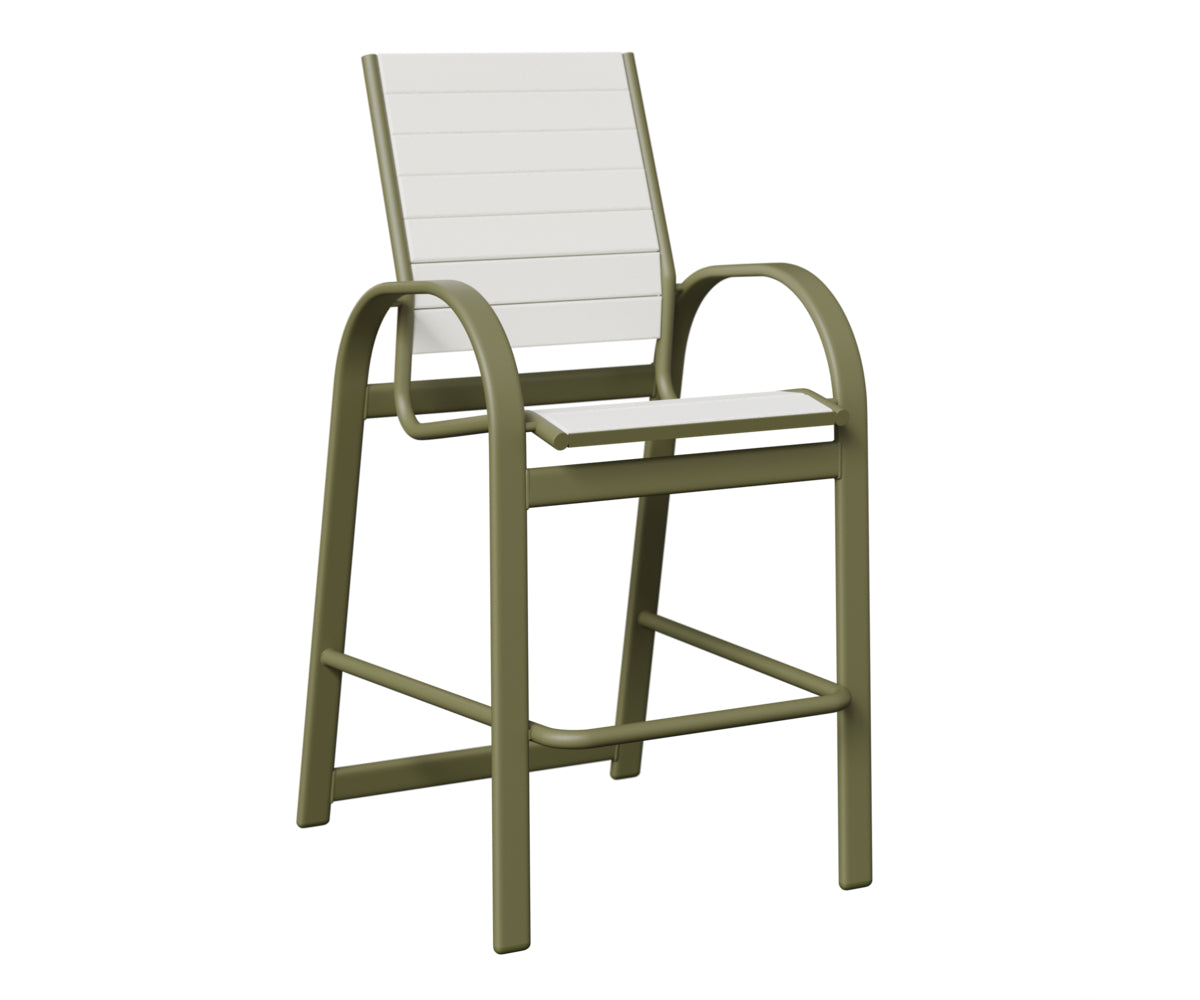 Berlin Gardens Murphy Poly Bar Chair in Green Sage, White slats