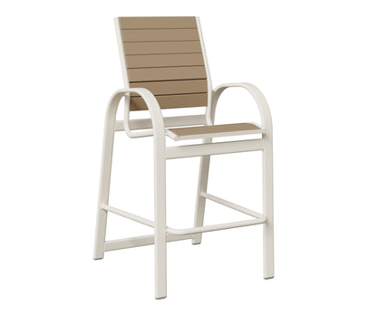 Berlin Gardens Murphy Poly Bar Chair in White, Weatherwood slats