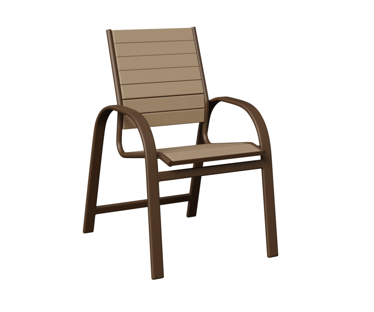 Berlin Gardens Murphy Poly Dining Chair in Mesquite Wood Vein, Weatherwood slats