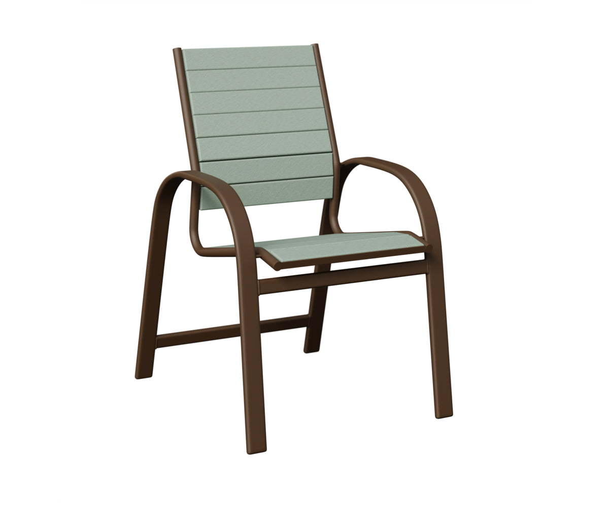 Berlin Gardens Murphy Poly Dining Chair in Mesquite Wood Vein, Sea Foam slats