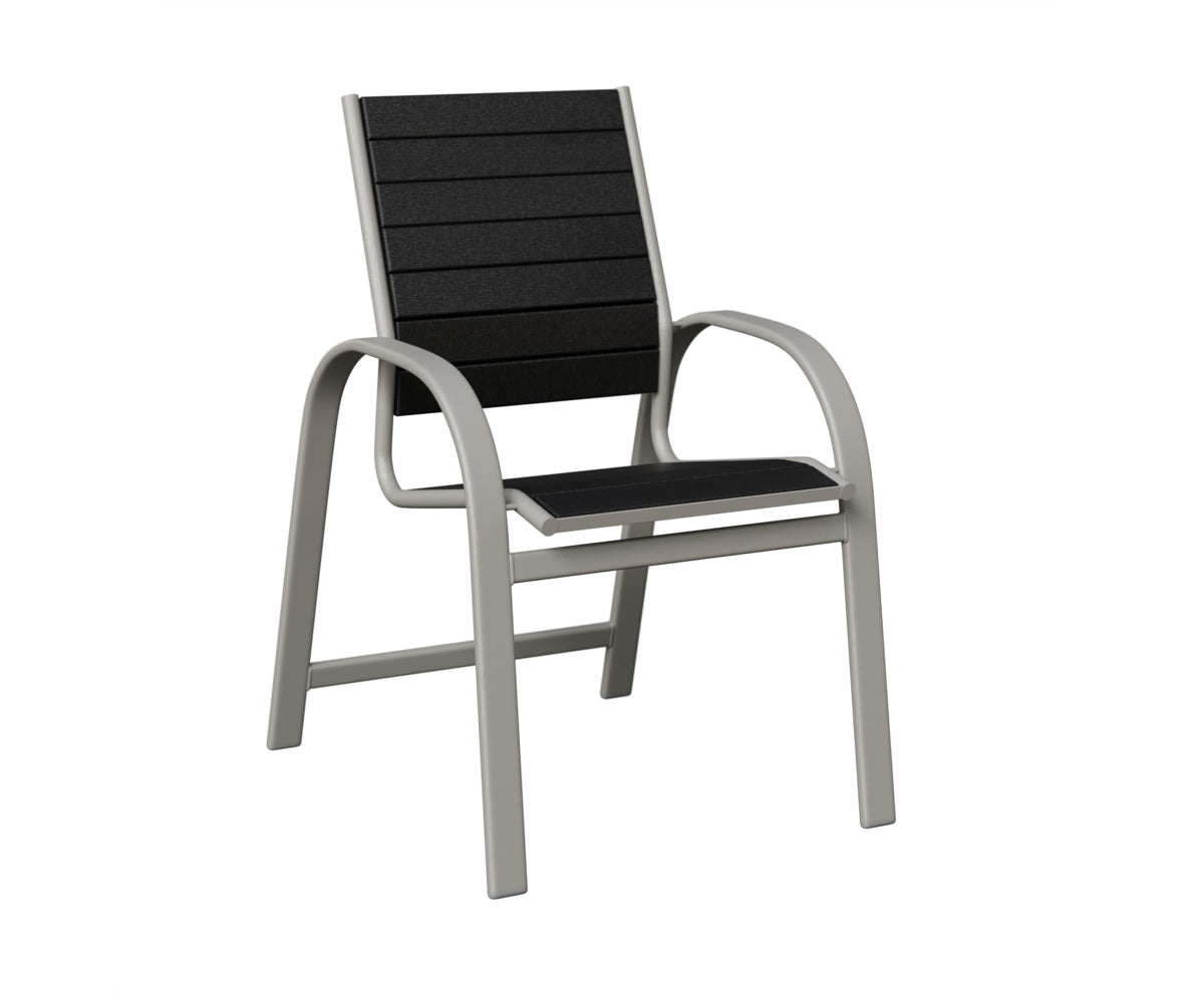 Berlin Gardens Murphy Poly Dining Chair in Platinum Silver, Black slats