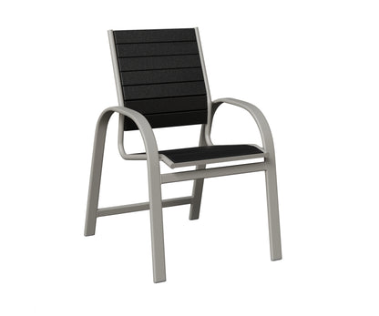 Berlin Gardens Murphy Poly Dining Chair in Platinum Silver, Black slats