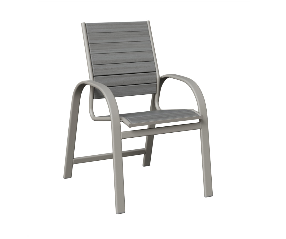 Berlin Gardens Murphy Poly Dining Chair in Platinum Silver, Driftwood Gray slats
