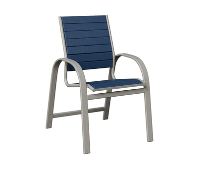 Berlin Gardens Murphy Poly Dining Chair in Platinum Silver, Navy Blue slats