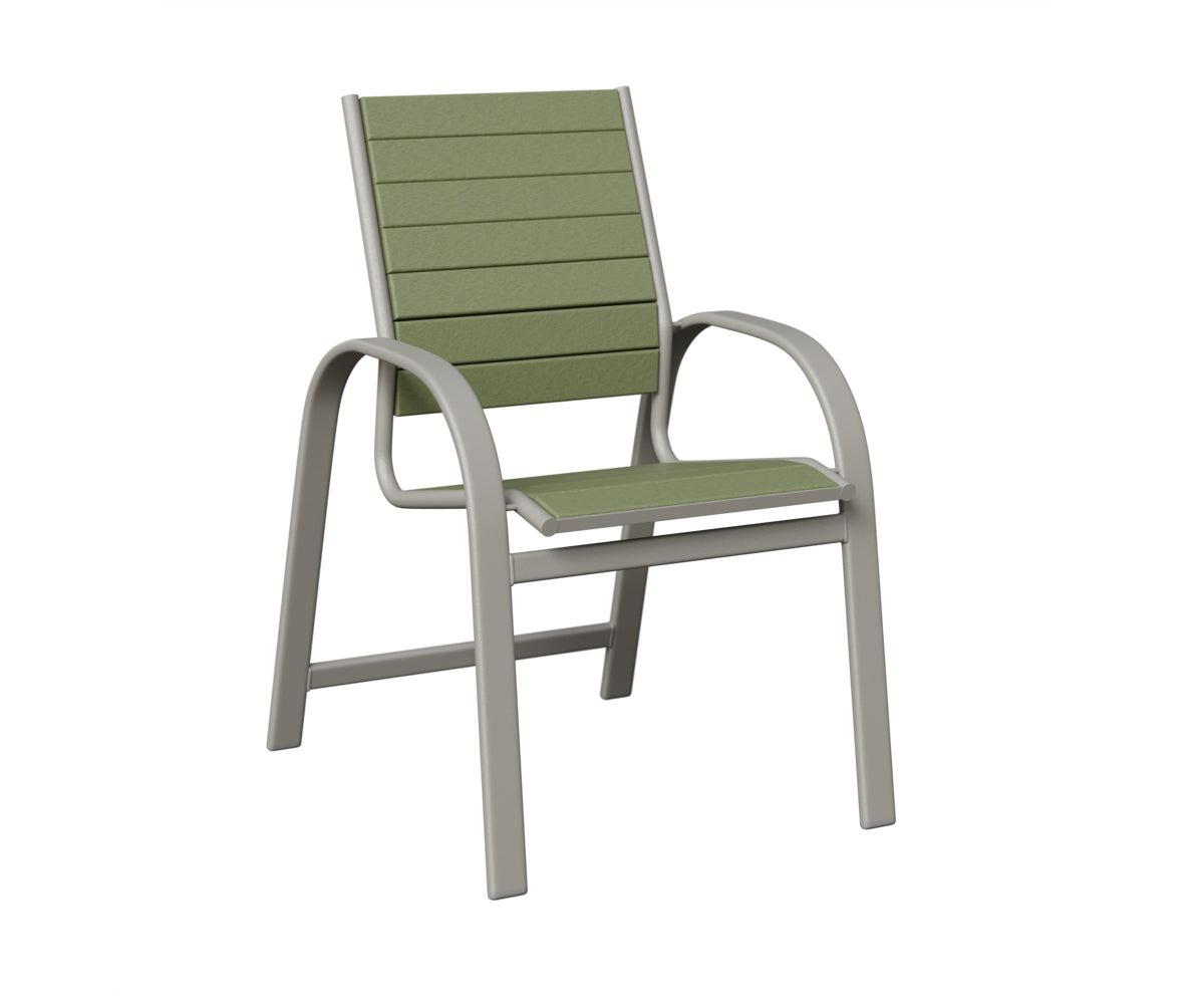 Berlin Gardens Murphy Poly Dining Chair in Platinum Silver, Sage slats