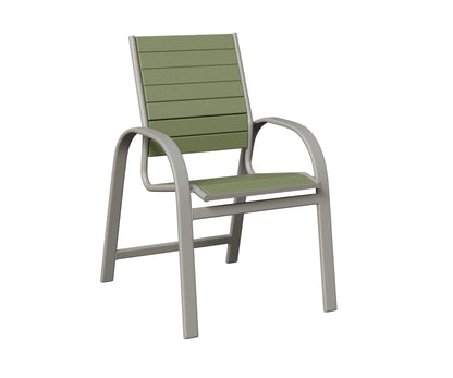 Berlin Gardens Murphy Poly Dining Chair in Platinum Silver, Sage slats