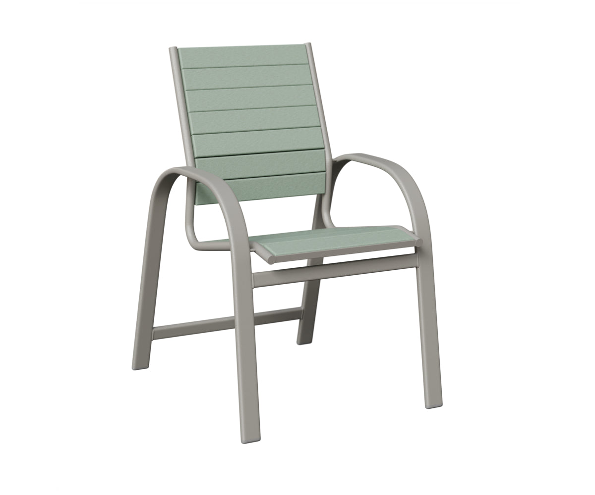 Berlin Gardens Murphy Poly Dining Chair in Platinum Silver, Sea Foam slats