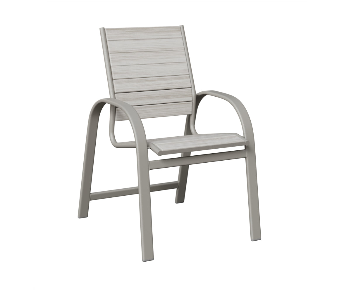 Berlin Gardens Murphy Poly Dining Chair in Platinum Silver, Seashell slats