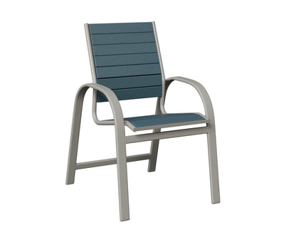 Berlin Gardens Murphy Poly Dining Chair in Platinum Silver, Slate slats