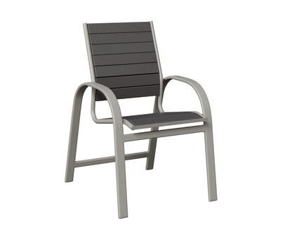 Berlin Gardens Murphy Poly Dining Chair in Platinum Silver, Smoke Gray slats
