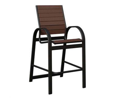 Berlin Gardens Murphy Poly Bar Chair in Black, Chocolate Brown slats