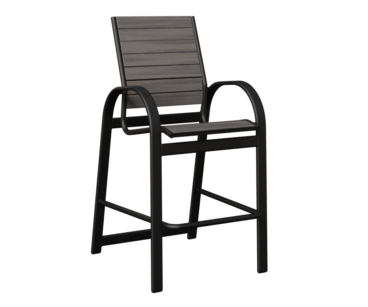 Berlin Gardens Murphy Poly Bar Chair in Black, Coastal Gray slats