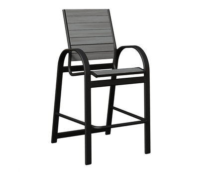 Berlin Gardens Murphy Poly Bar Chair in Black, Driftwood Gray slats