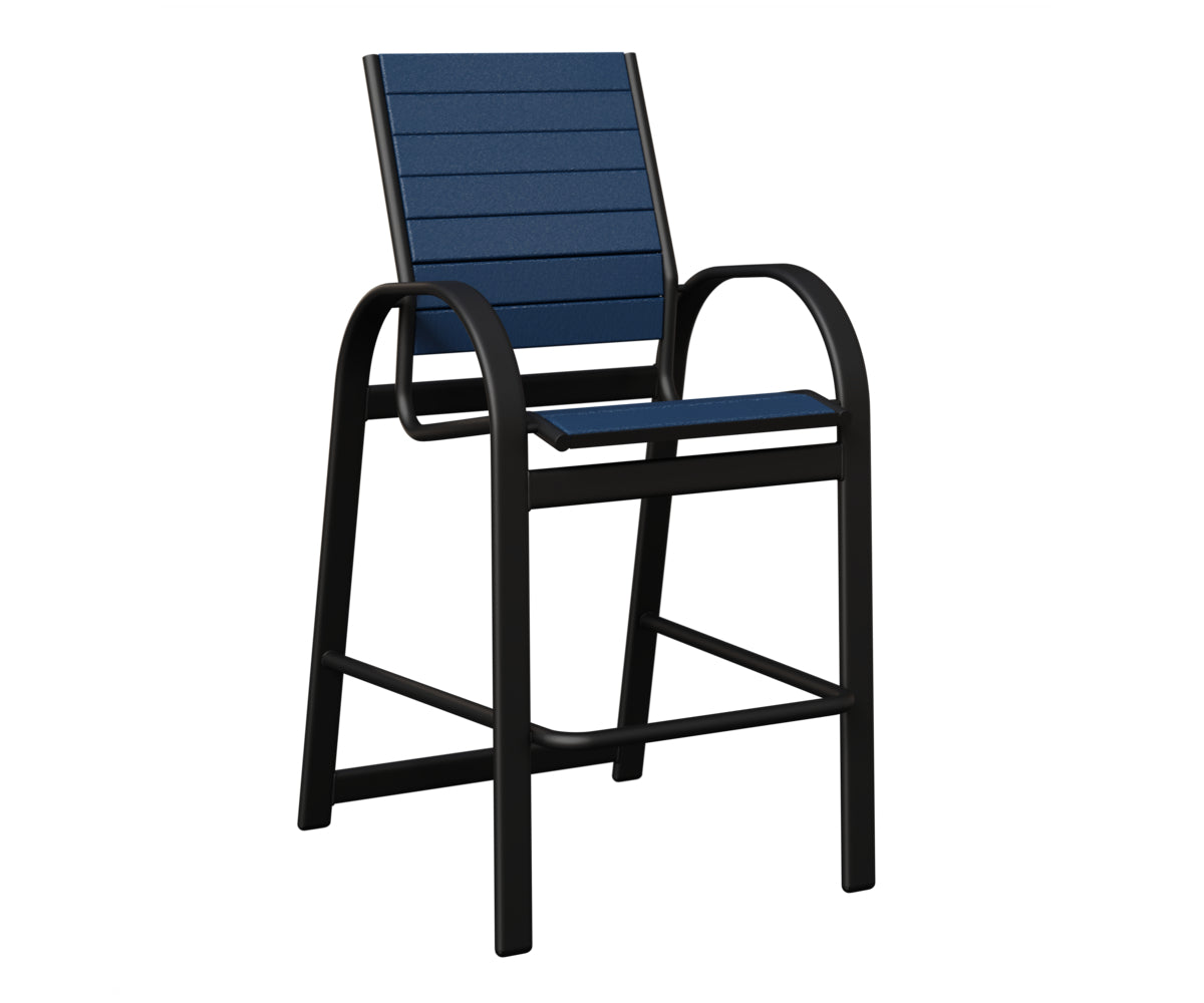 Berlin Gardens Murphy Poly Bar Chair in Black, Navy Blue slats