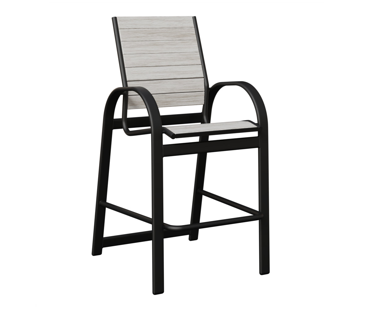 Berlin Gardens Murphy Poly Bar Chair in Black, Seashell slats