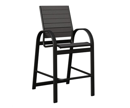 Berlin Gardens Murphy Poly Bar Chair in Black, Smoke Gray slats