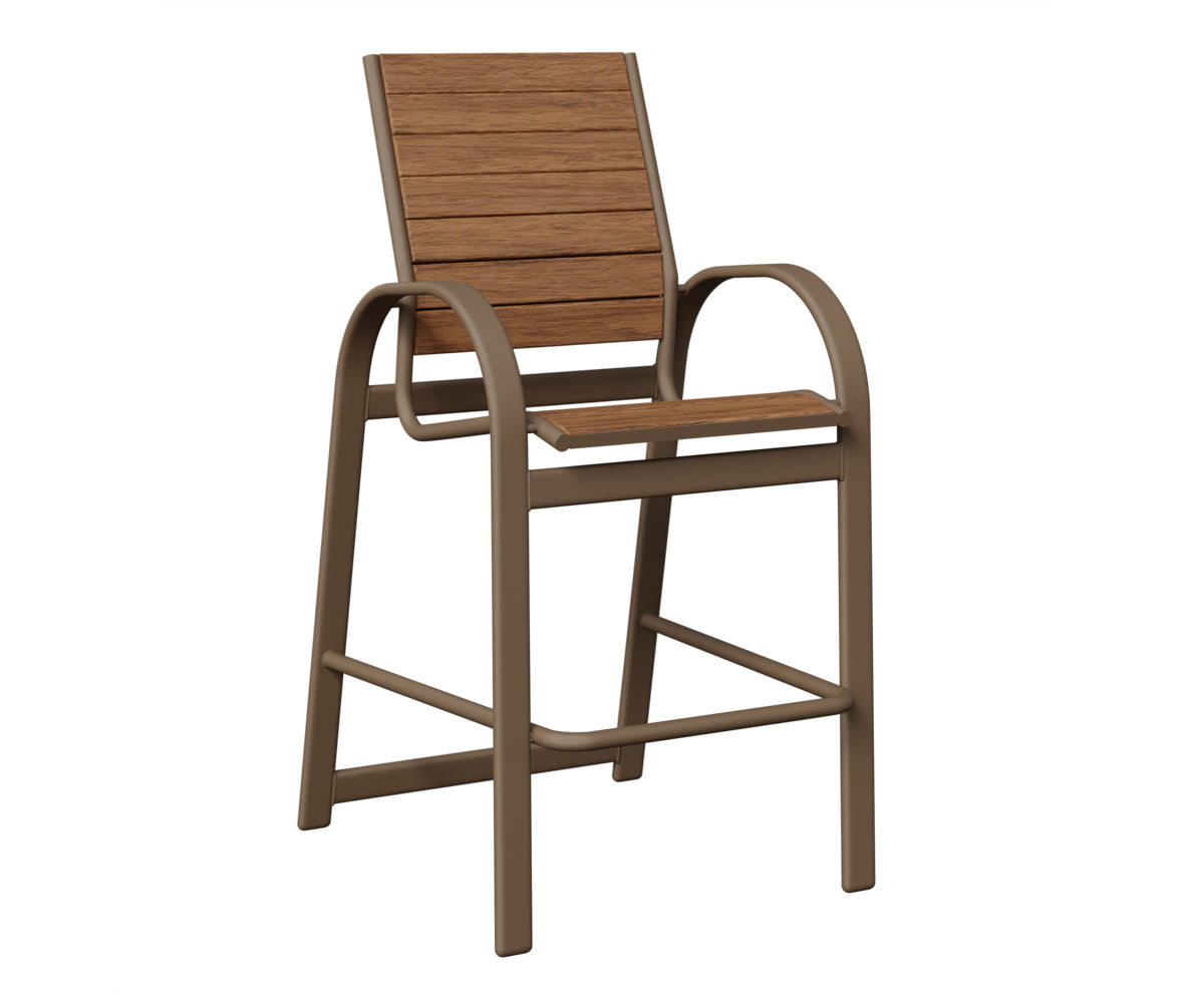 Berlin Gardens Murphy Poly Bar Chair in Clay, Antique Mahogany slats