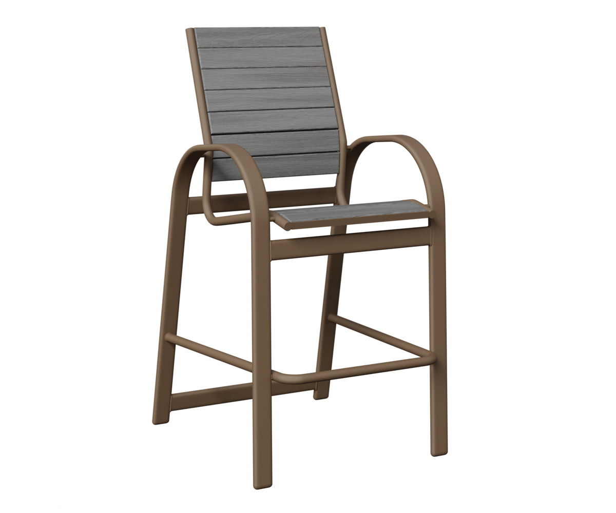 Berlin Gardens Murphy Poly Bar Chair in Clay, Driftwood Gray slats