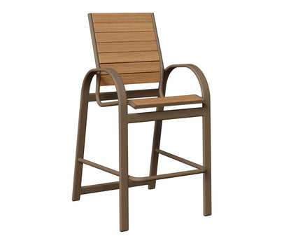Berlin Gardens Murphy Poly Bar Chair in Clay, Natural Teak slats