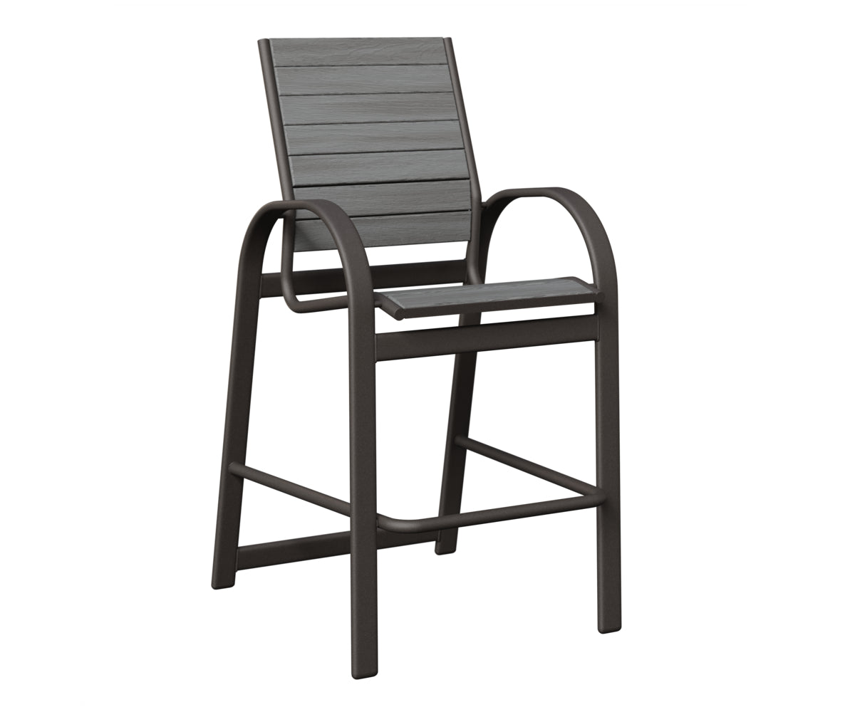 Berlin Gardens Murphy Poly Bar Chair in Granite Speckle, Driftwood Gray slats