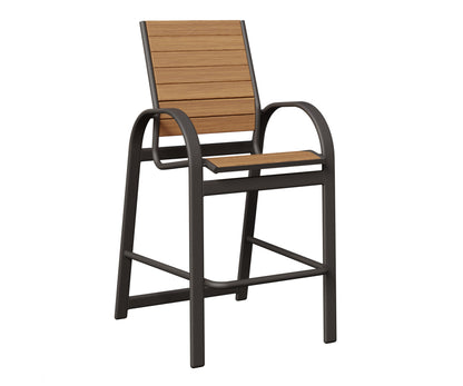 Berlin Gardens Murphy Poly Bar Chair in Granite Speckle, Natural Teak slats