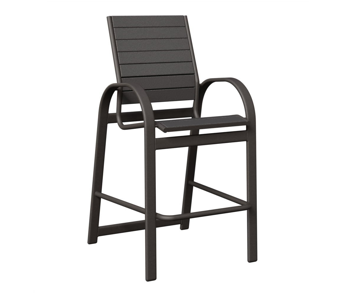Berlin Gardens Murphy Poly Bar Chair in Granite Speckle, Smoke Gray slats