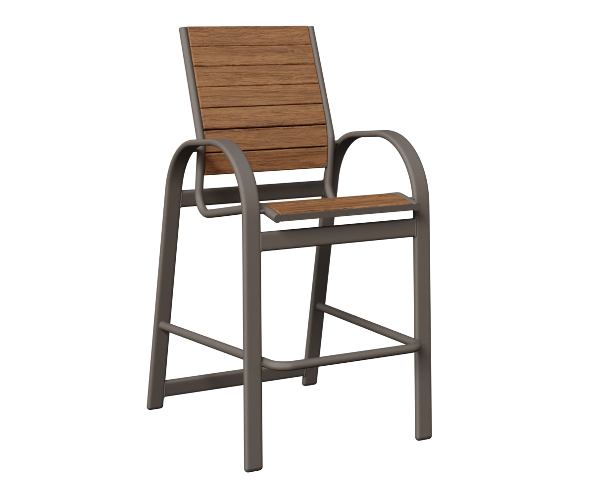 Berlin Gardens Murphy Poly Bar Chair in Graphite, Antique Mahogany slats