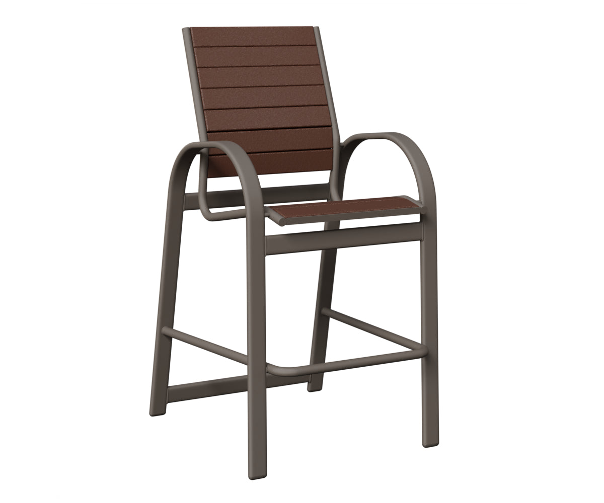 Berlin Gardens Murphy Poly Bar Chair in Graphite, Chocolate Brown slats