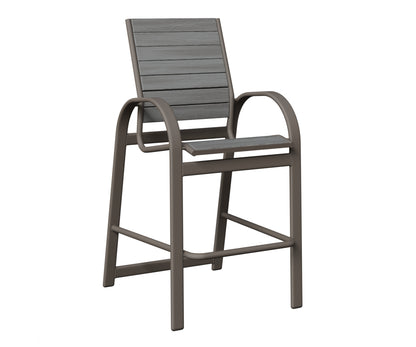 Berlin Gardens Murphy Poly Bar Chair in Graphite, Driftwood Gray slats