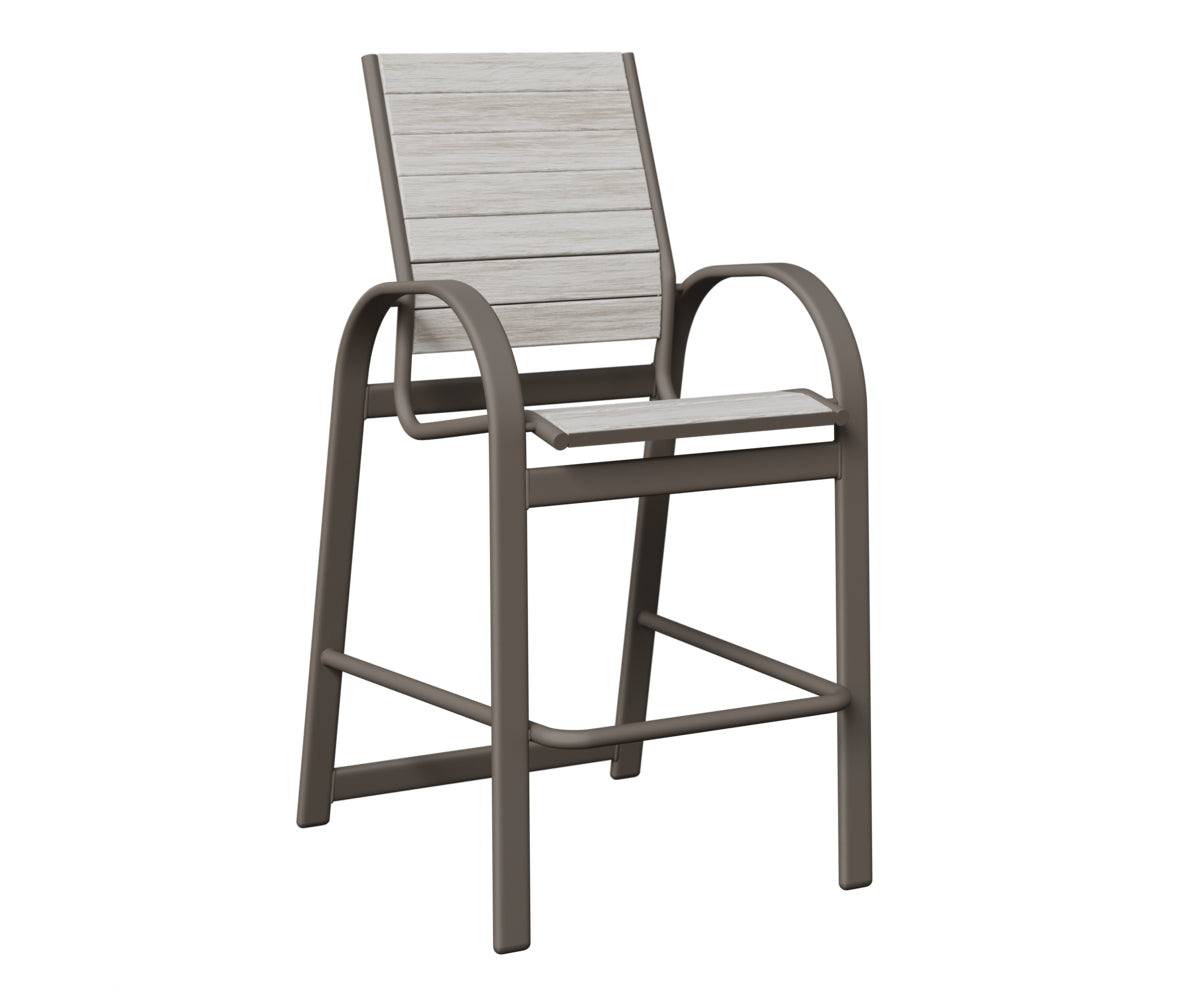 Berlin Gardens Murphy Poly Bar Chair in Graphite, Seashell slats