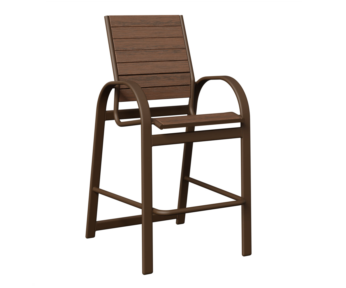 Berlin Gardens Murphy Poly Bar Chair in Mesquite Wood Vein, Brazilian Walnut slats