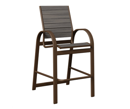 Berlin Gardens Murphy Poly Bar Chair in Mesquite Wood Vein, Coastal Gray slats
